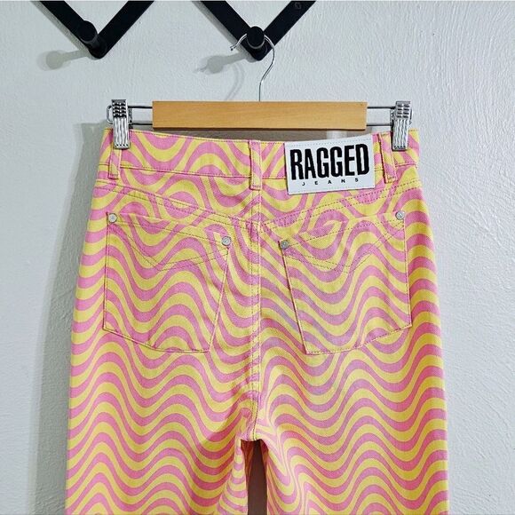 The Ragged Priest Wave Print High Rise Straight Leg Dad Jeans Size 26 NWT - Picture 12 of 15